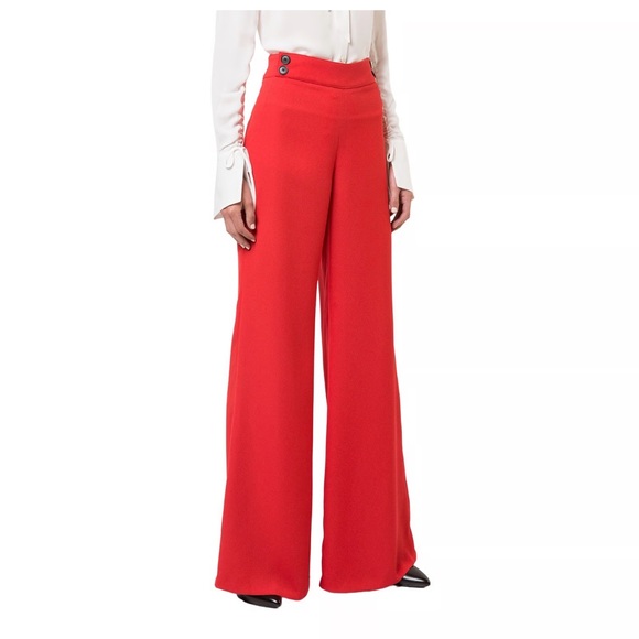 Veronica Beard Pants - Veronica Beard Red Taren Wide Leg Trouser in Red Size 4